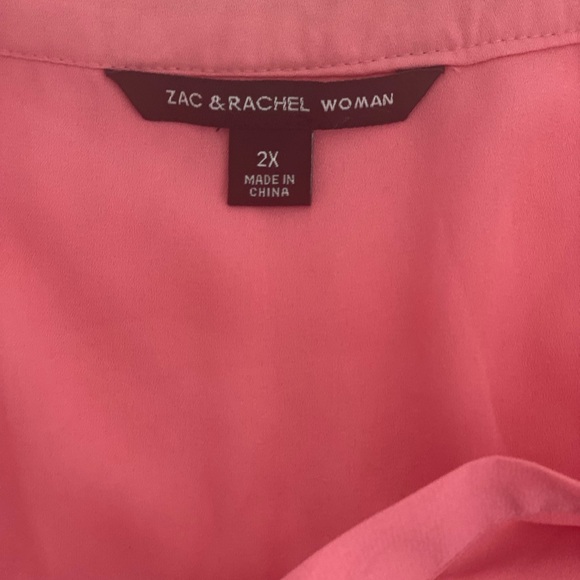 OVERSIZED PINK CHIFFON BLOUSE BY ZAC AND RACHEL 2X - Picture 5 of 5